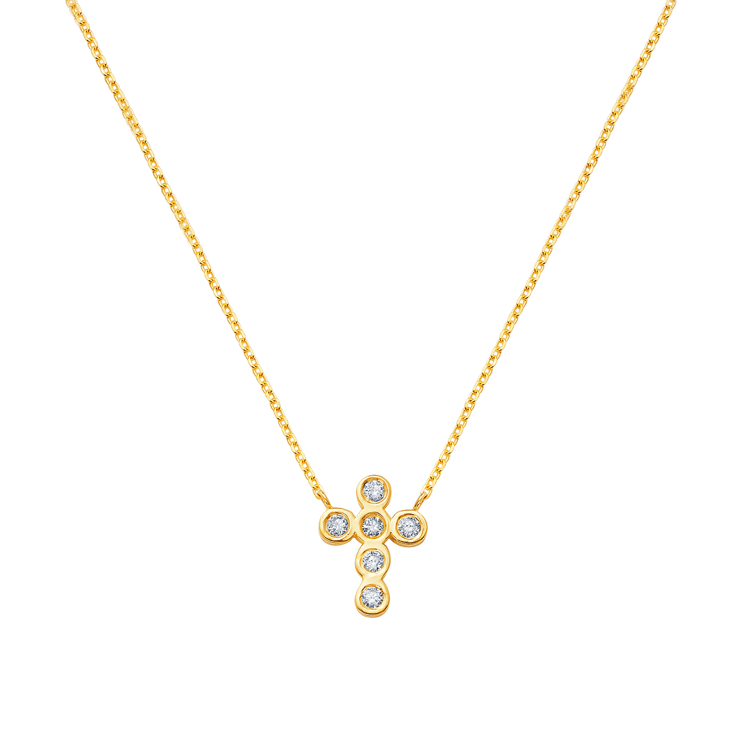 Kids Diamond Bezel Cross Necklace - Lotus Diamond