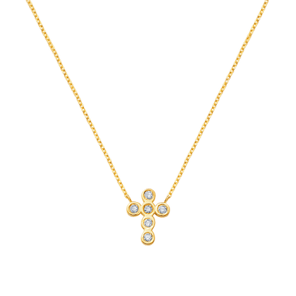 Kids Diamond Bezel Cross Necklace - Lotus Diamond