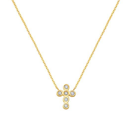 Kids Diamond Bezel Cross Necklace - Lotus Diamond