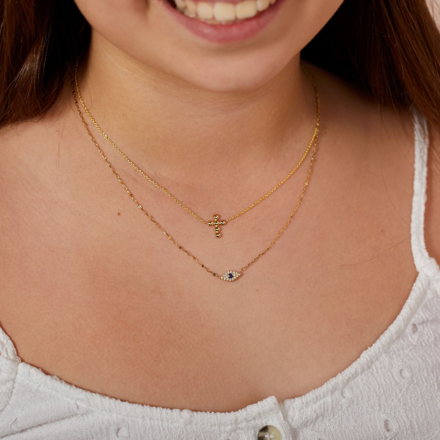 Kids Diamond Evil Eye Necklace - Lotus Diamond