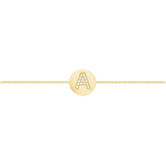 Kids Diamond Initial Coin Bracelet - Lotus Diamond