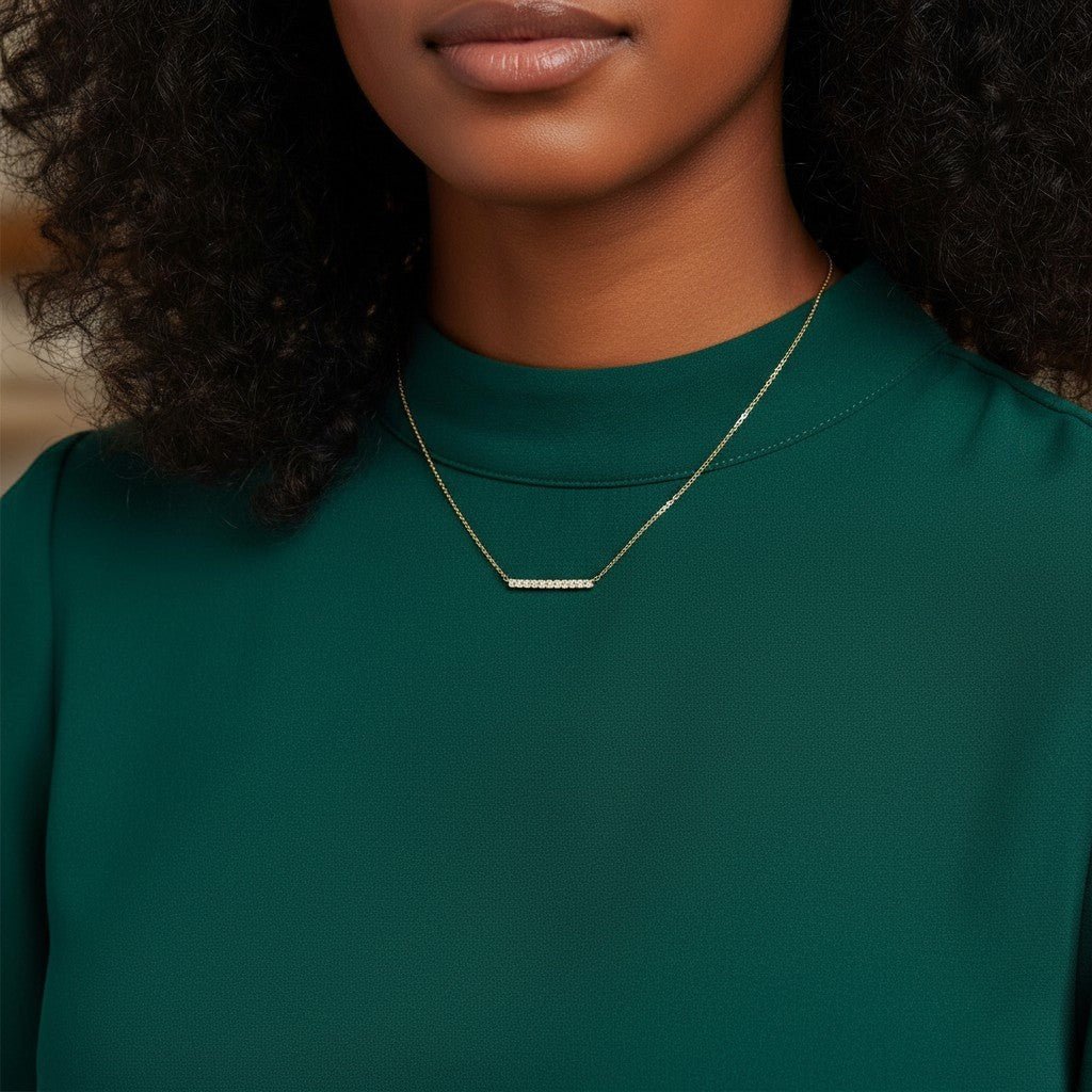 Kids Diamond Pave Bar Necklace - Lotus Diamond