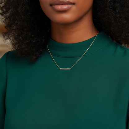 Kids Diamond Pave Bar Necklace - Lotus Diamond