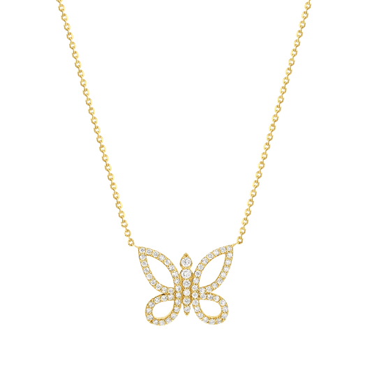 Kids Diamond Pave Butterfly Necklace - Lotus Diamond