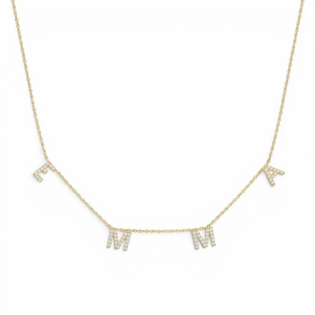 Kids Diamond Spaced Letter Necklace - Lotus Diamond