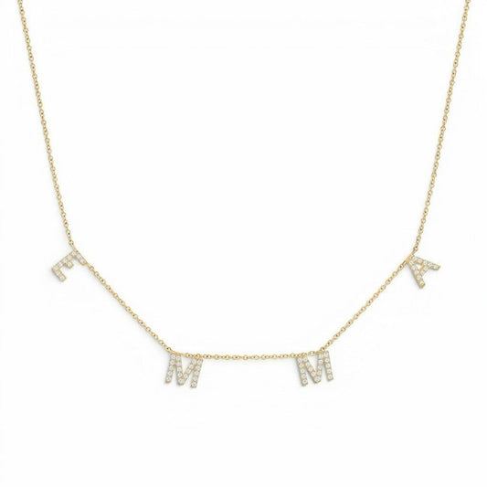 Kids Diamond Spaced Letter Necklace - Lotus Diamond