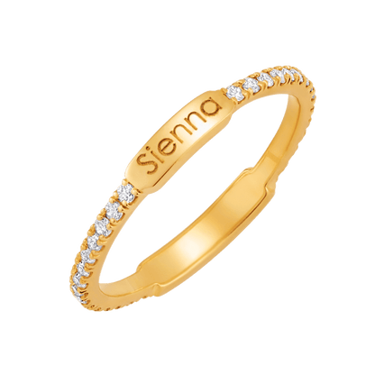 Kids Diamond U - Pave Engraved Ring - Lotus Diamond