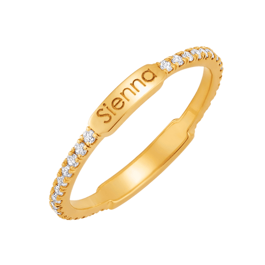 Kids Diamond U - Pave Engraved Ring - Lotus Diamond