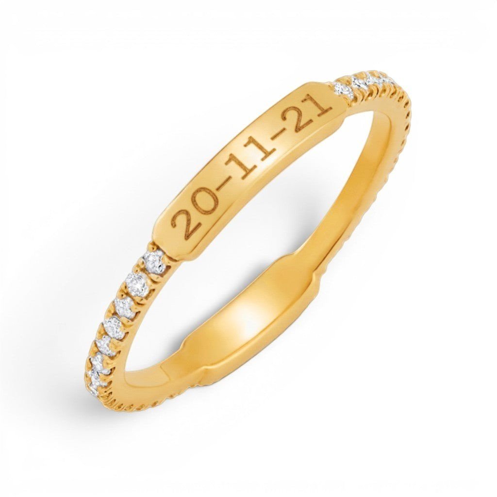 Kids Diamond U - Pave Engraved Ring - Lotus Diamond