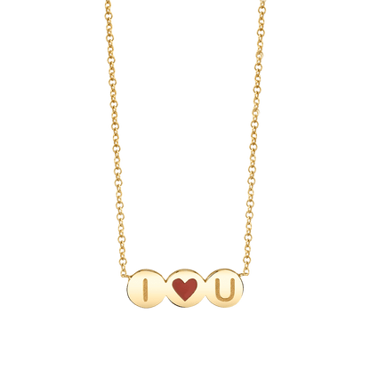 Kids Enamel Heart Initial Necklace - Lotus Diamond