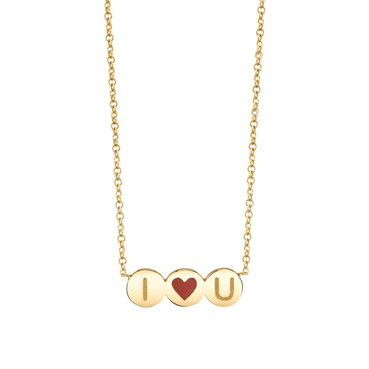Kids Enamel Heart Initial Necklace - Lotus Diamond