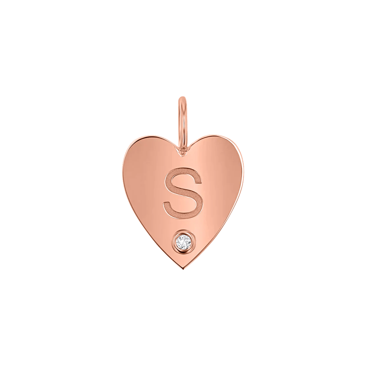 Kids Engravable Diamond Initial Heart Charm - Lotus Diamond
