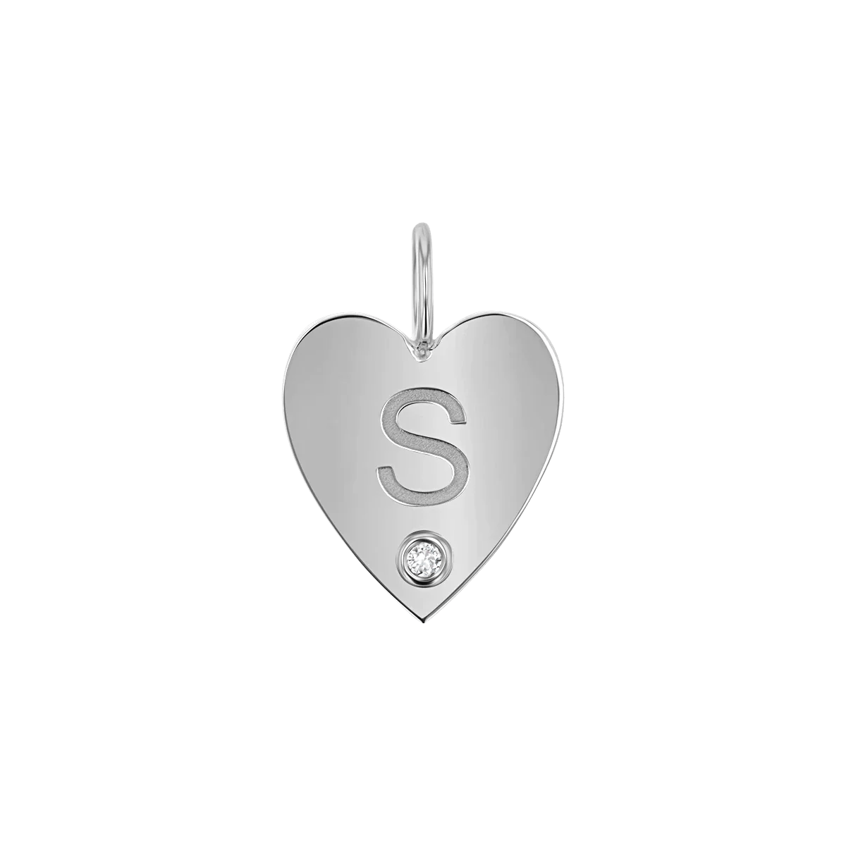 Kids Engravable Diamond Initial Heart Charm - Lotus Diamond