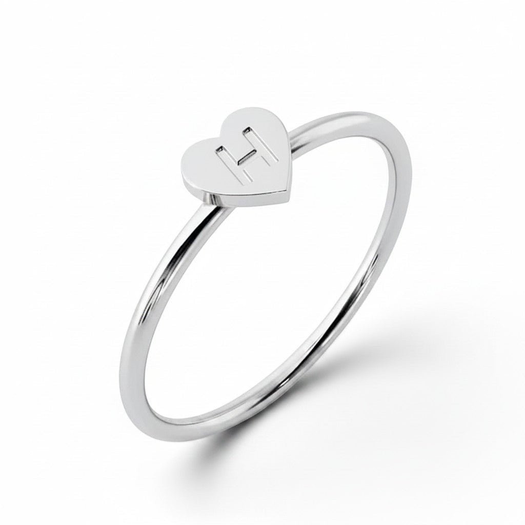 Kids Initial Heart Ring - Lotus Diamond