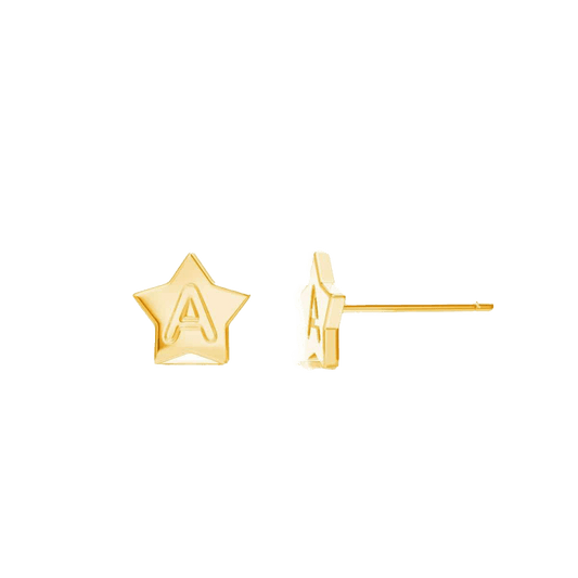 Kids Initial Star Stud Earrings - Lotus Diamond