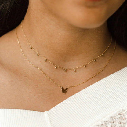 Kids Mini Dainty Ball Chain Necklace - Lotus Diamond