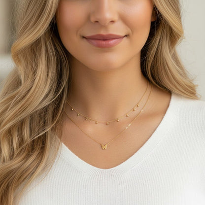 Kids Mini Dainty Ball Chain Necklace - Lotus Diamond