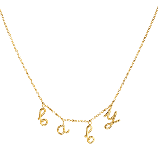 Kids Mini Letter Baby Necklace - Lotus Diamond