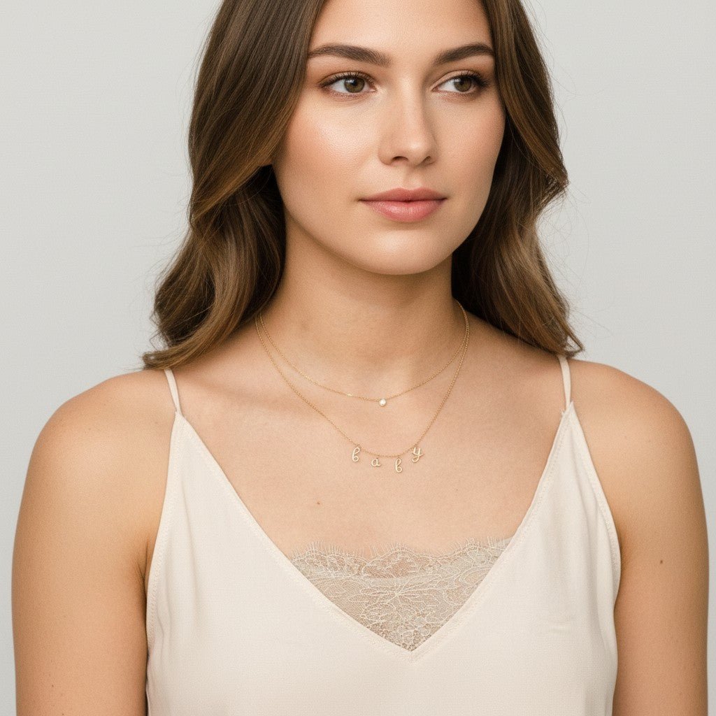 Kids Mini Letter Baby Necklace - Lotus Diamond
