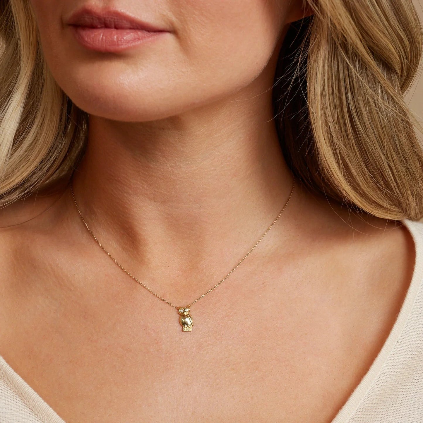 Kids Owl Necklace - Lotus Diamond