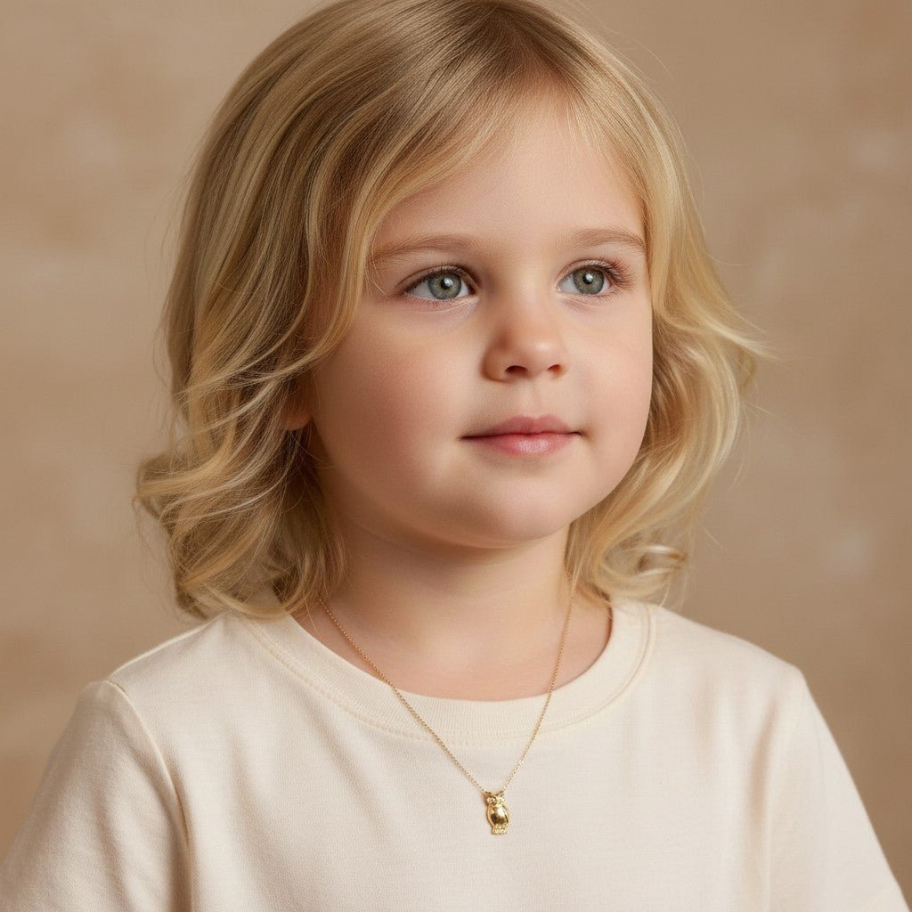 Kids Owl Necklace - Lotus Diamond