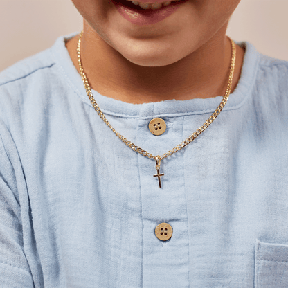 Kids Petit Cross Charm - Lotus Diamond
