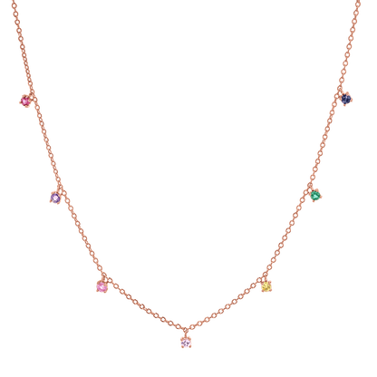 Kids Rainbow Gemstone Drop Necklace - Lotus Diamond