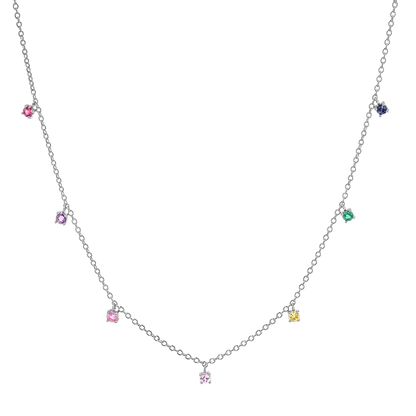 Kids Rainbow Gemstone Drop Necklace - Lotus Diamond