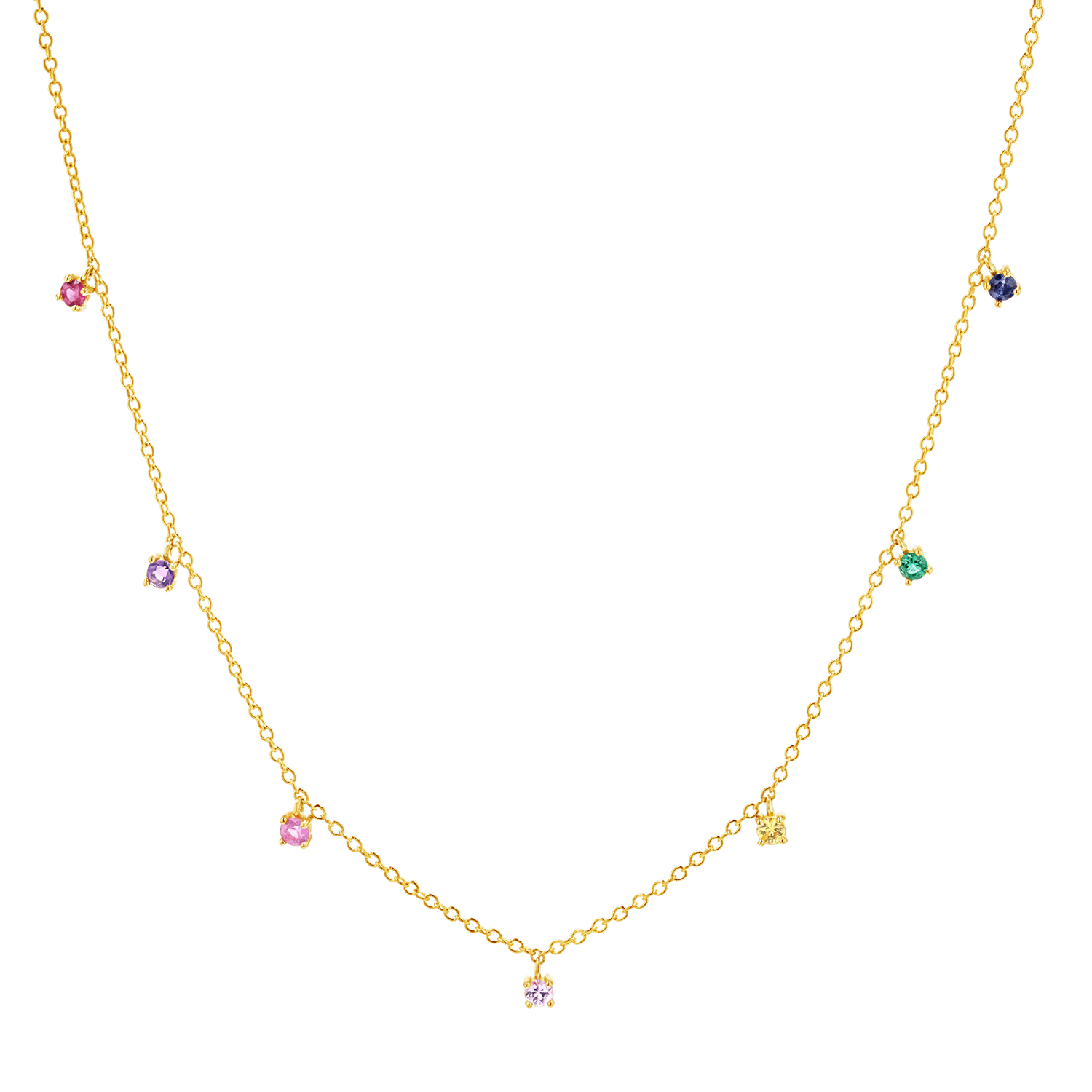 Kids Rainbow Gemstone Drop Necklace - Lotus Diamond