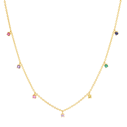 Kids Rainbow Gemstone Drop Necklace - Lotus Diamond