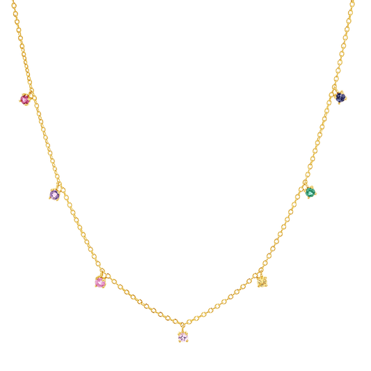 Kids Rainbow Gemstone Drop Necklace - Lotus Diamond