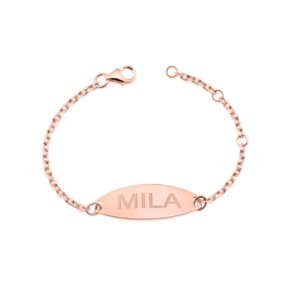 Kids Signature Elongated Oval ID Engravable Bracelet - Lotus Diamond