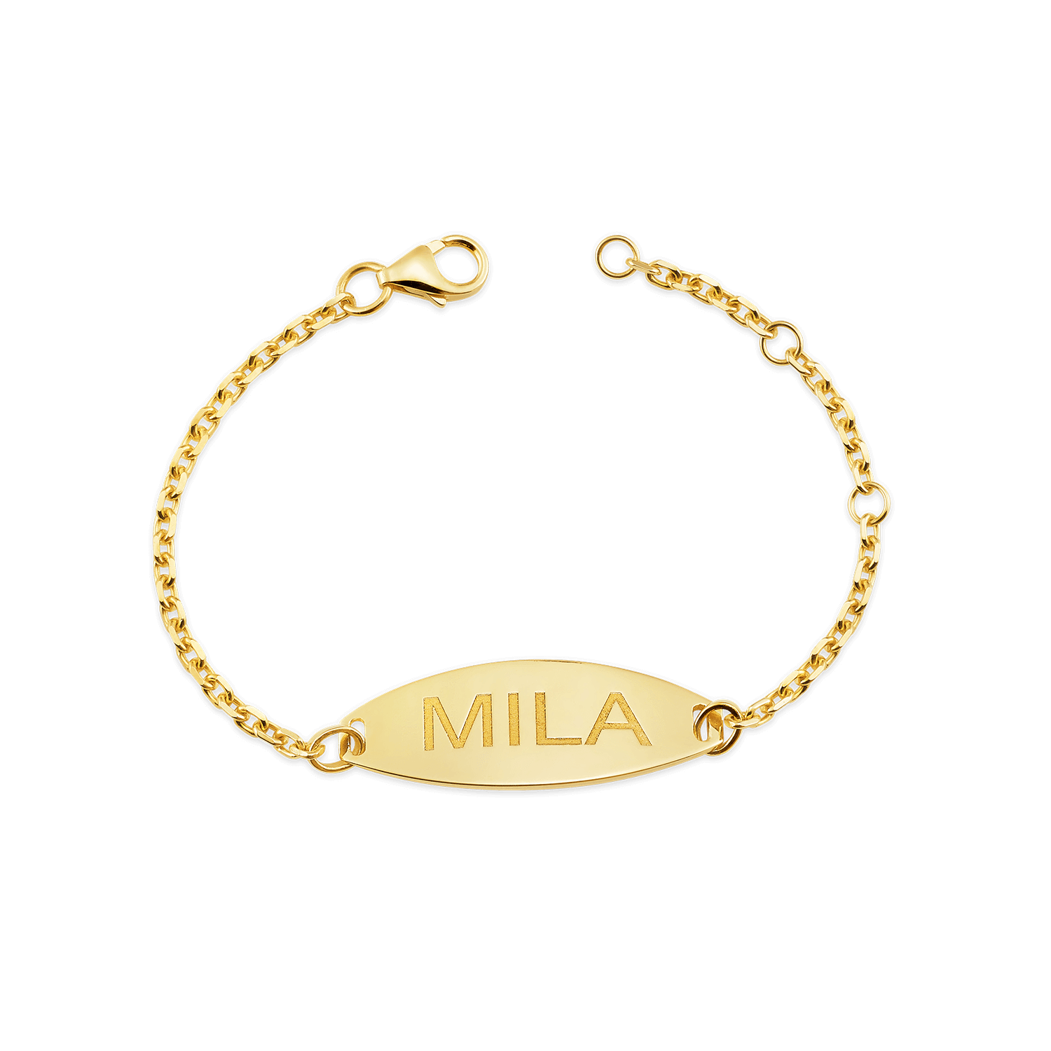Kids Signature Elongated Oval ID Engravable Bracelet - Lotus Diamond