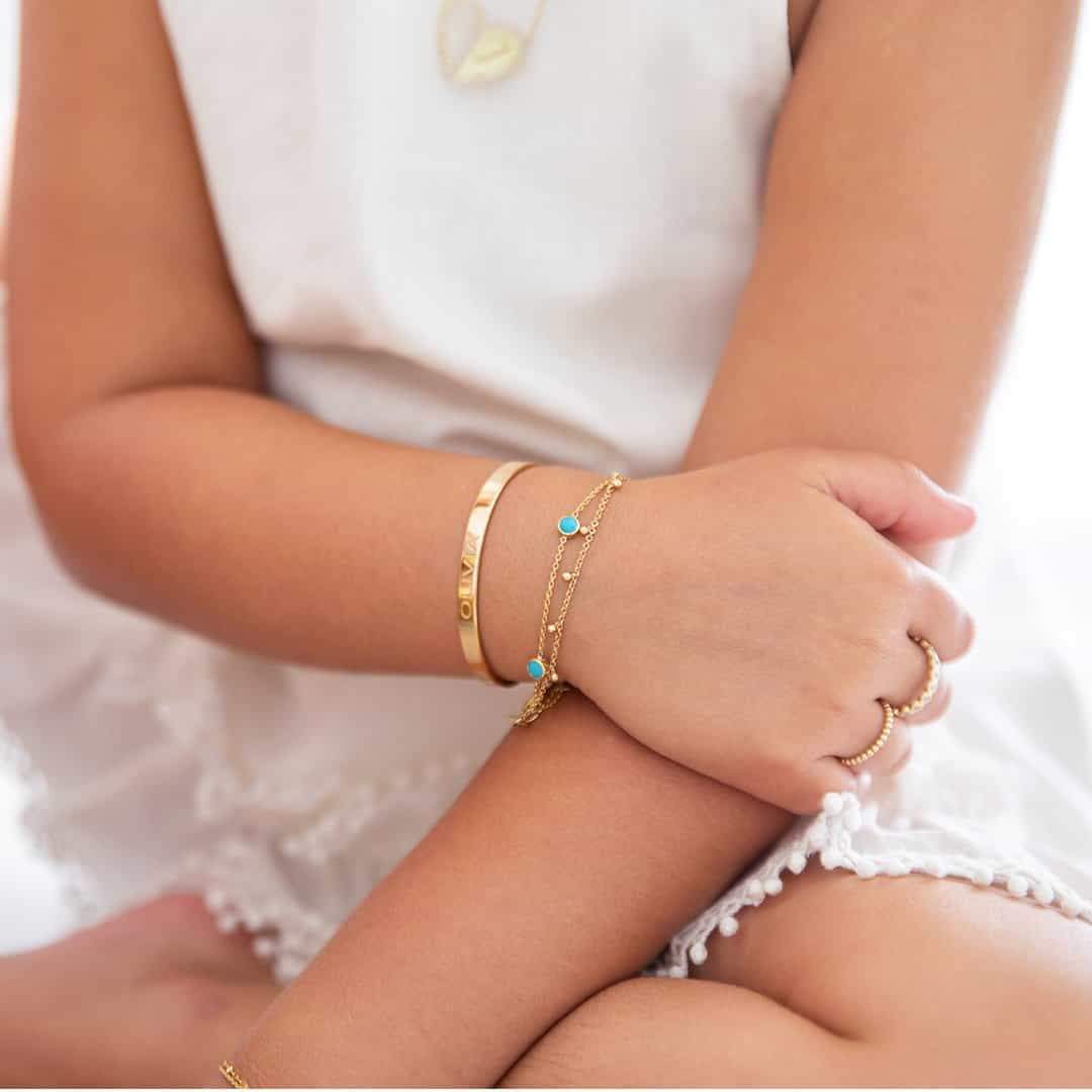 Kids Signature Engravable Cuff ID Bracelet - Lotus Diamond