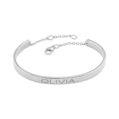 Kids Signature Engravable Cuff ID Bracelet - Lotus Diamond