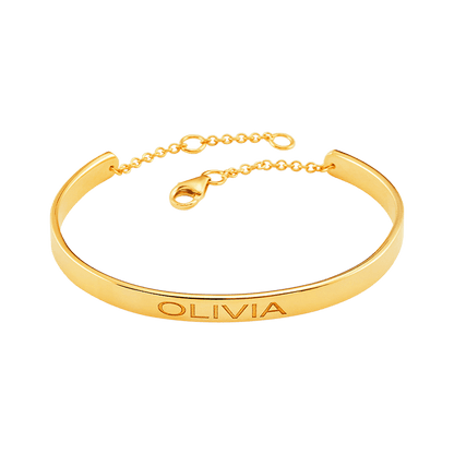 Kids Signature Engravable Cuff ID Bracelet - Lotus Diamond