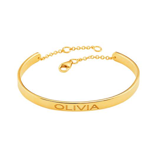 Kids Signature Engravable Cuff ID Bracelet - Lotus Diamond