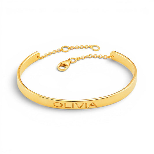 Kids Signature Engravable Cuff ID Bracelet - Lotus Diamond