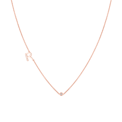 Kids Single Letter Diamond Bezel Necklace - Lotus Diamond