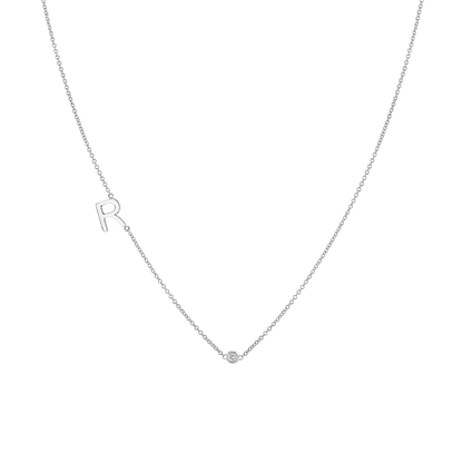 Kids Single Letter Diamond Bezel Necklace - Lotus Diamond