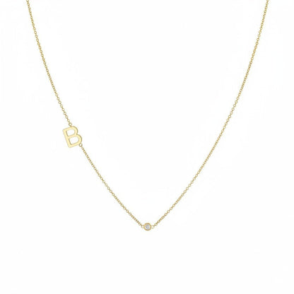 Kids Single Letter Diamond Bezel Necklace - Lotus Diamond