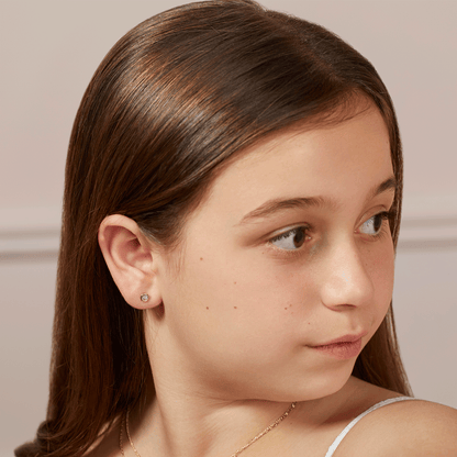 Kids Solitaire Bezel Studs - Lotus Diamond