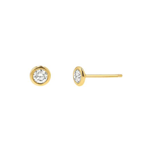 Kids Solitaire Bezel Studs - Lotus Diamond