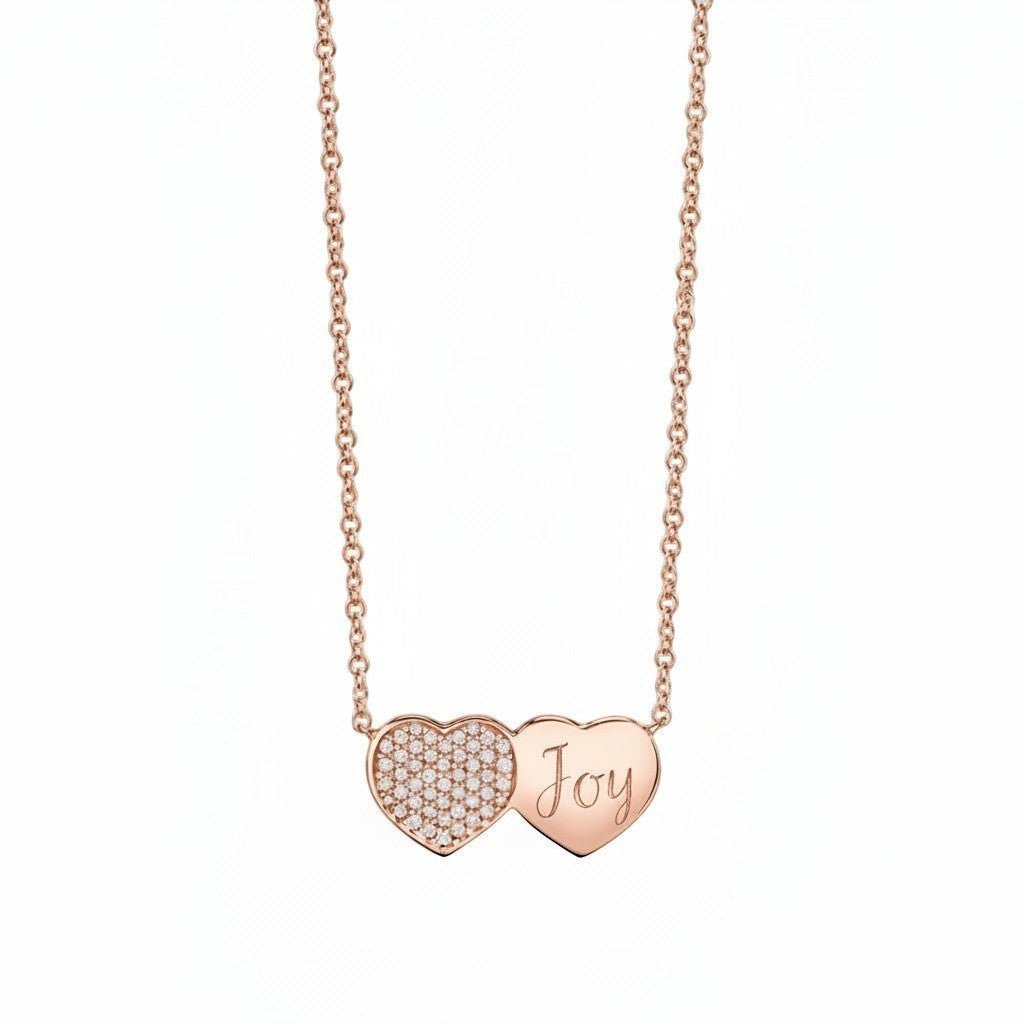 Kids Twin Heart Necklace - Lotus Diamond