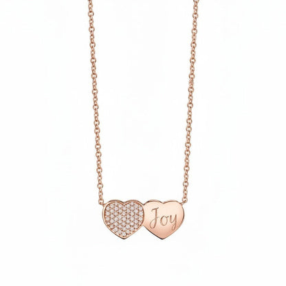 Kids Twin Heart Necklace - Lotus Diamond