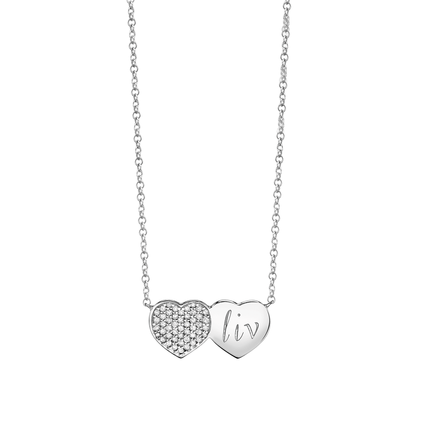 Kids Twin Heart Necklace - Lotus Diamond