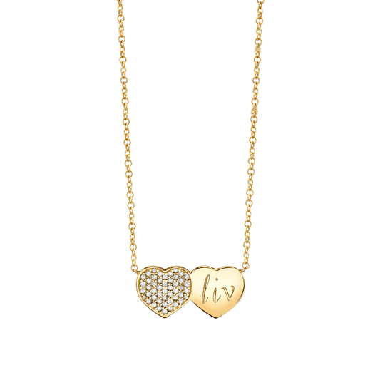 Kids Twin Heart Necklace - Lotus Diamond