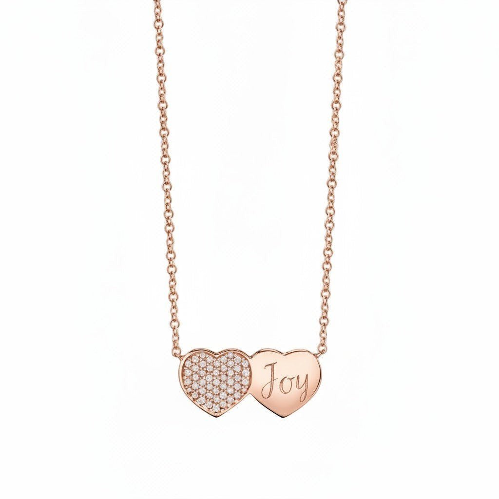 Kids Twin Heart Necklace - Lotus Diamond