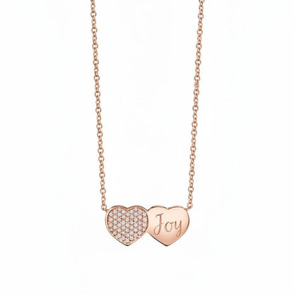 Kids Twin Heart Necklace - Lotus Diamond