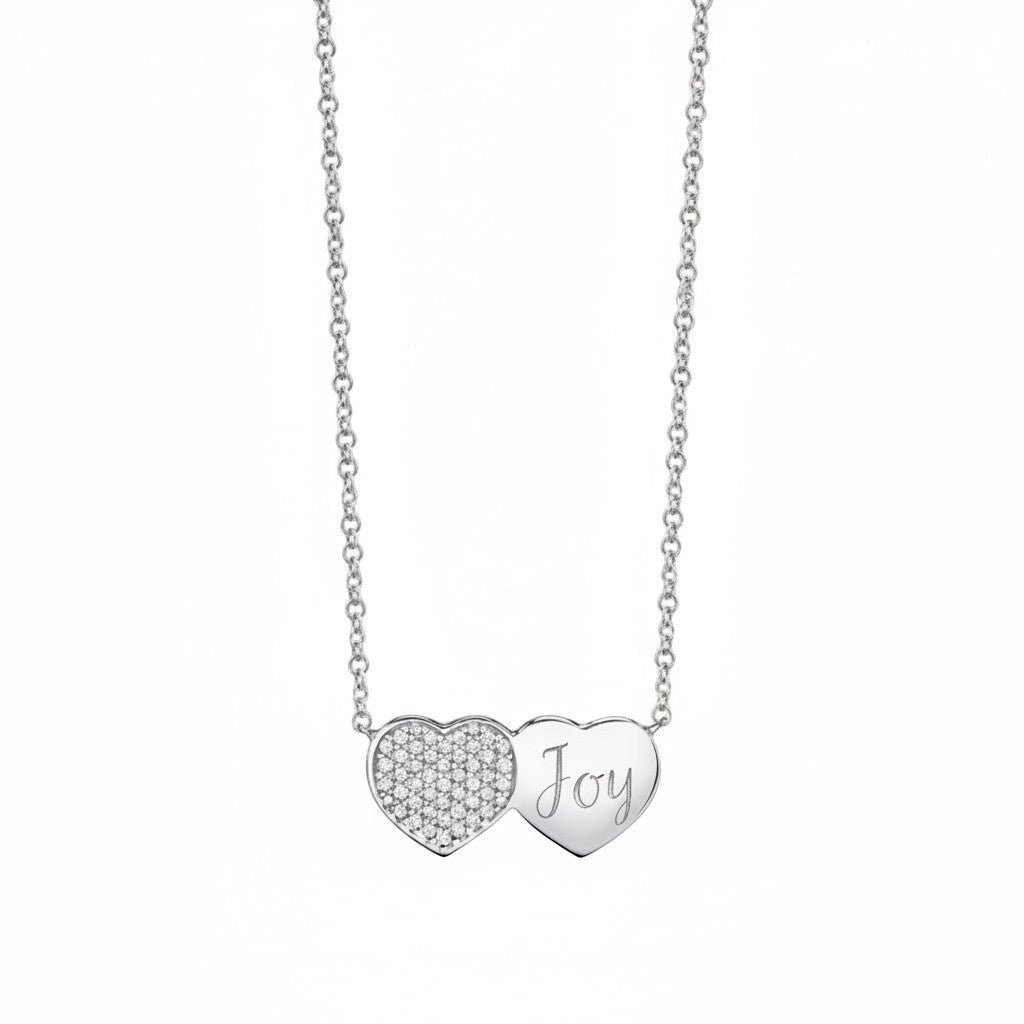 Kids Twin Heart Necklace - Lotus Diamond